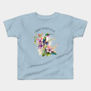 Watercolor Hummingbird | Motivational Quotes Kids T-Shirt